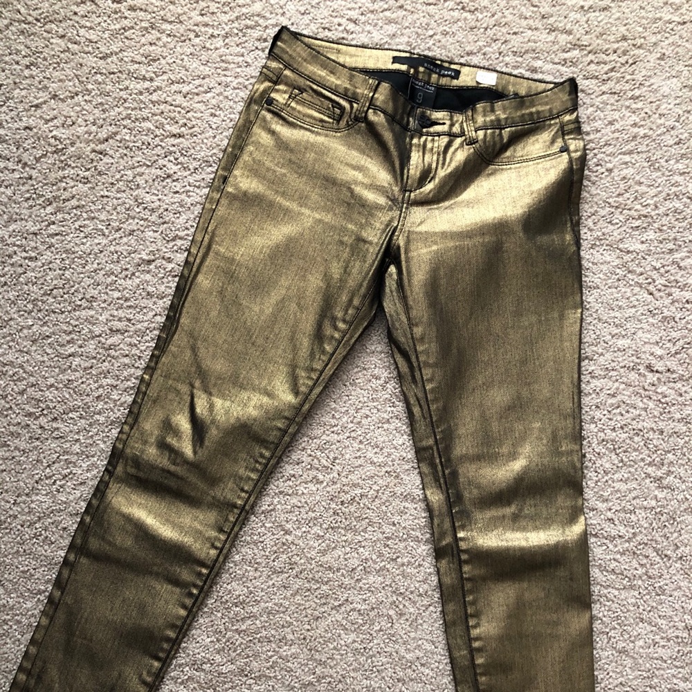 Gold Waxed Skinny Jeans